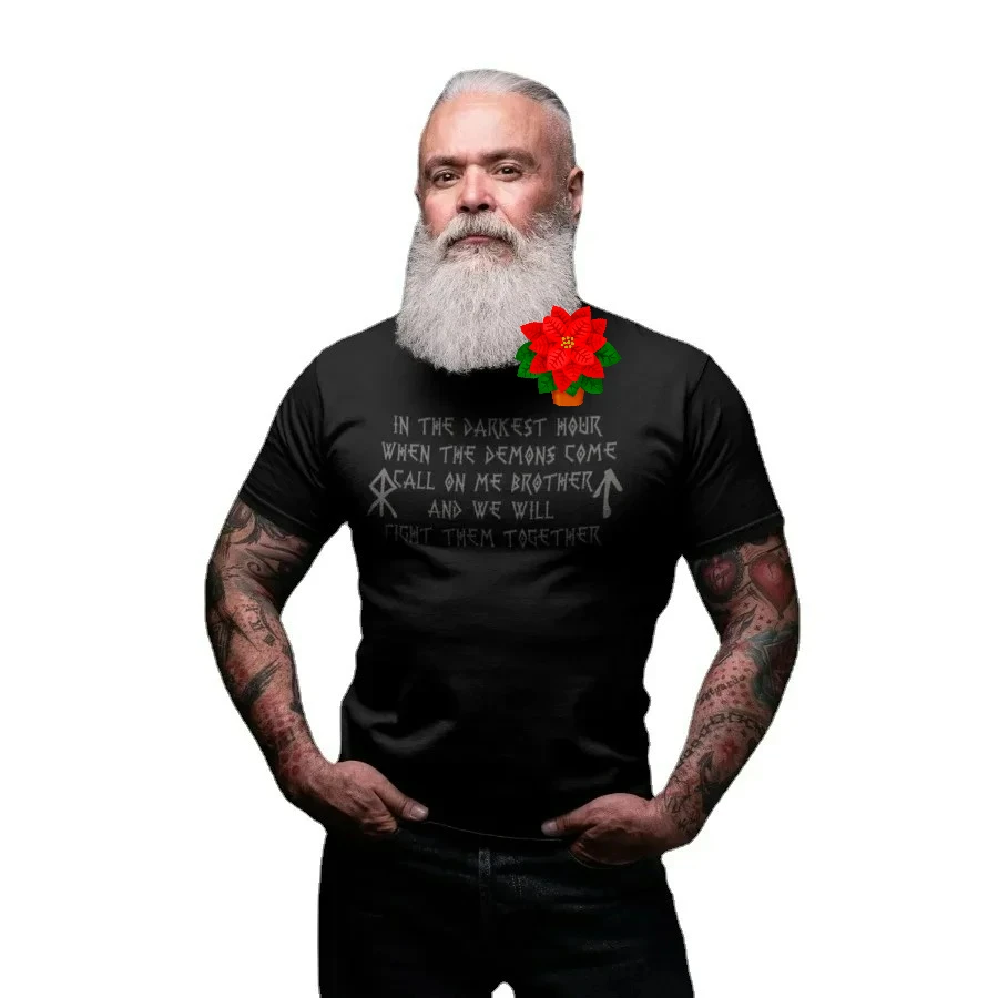 Nordic Brother  Fight Inscription Gym Fitness Training T-Shirt 100% Cotton O-Neck Short Sleeve Casual Mens T-shirt