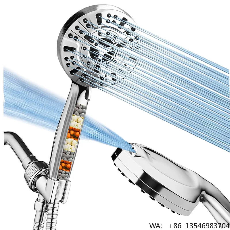 Factory Bathroom Accessories 9 Setting Handheld Rain Shower Head Filter Bath Abs Rainfall Hand Shower Head