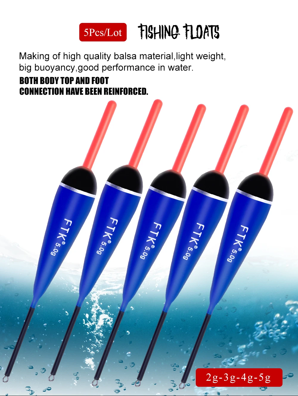 NGB Neuer Barguzinsky-Fichten-Schwimmer 5er-Set Angelposen 2-5g Langschwanz-Vertikalboje Angelzubehör für Karpfenangeln – Detail 1