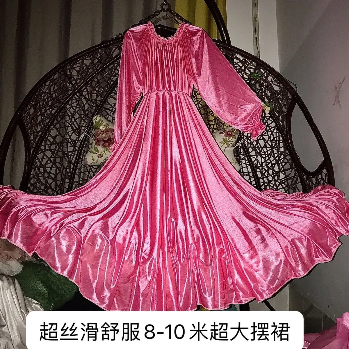 Glossy Ruffles Women Chiffon Mesh Satin Ruffles Long Maxi Dress Elegant Dresses