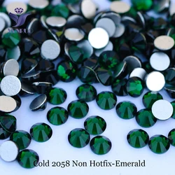 YANRUO 2058NoHF Emerald FlatBack No Glue On Strass Glass Rhinestones Non Hot Fix Crystal Green Stones For Clothes