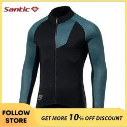 Santic Cycling Jackets Male Winter Fleece Windproof Keep Warm MTB Road Bike Riding Clothing Reflective Night Cycling Jersey Coat