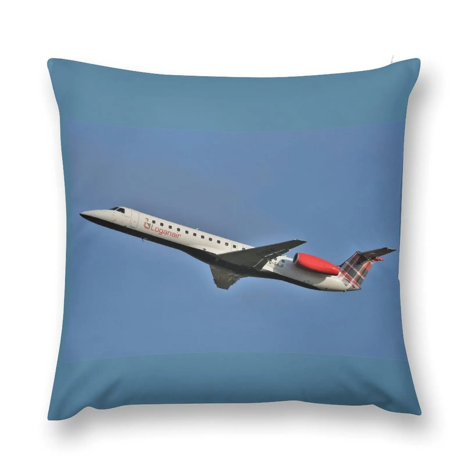 Loganair E145 launching out of EMA Throw Pillow Luxury Sofa Cushions luxury decor Christmas Pillows Christmas Pillow pillow