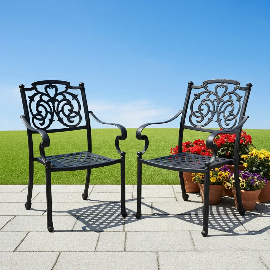 Cross-border aluminum alloy outdoor leisure dining chair garden courtyard villa terrace hotel commercial stre