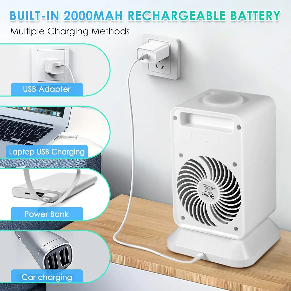 

USB Mini Desktop Spray Humidification Fan with Refrigeration Cooling Function Portable Battery Operated Air Conditioner for Home