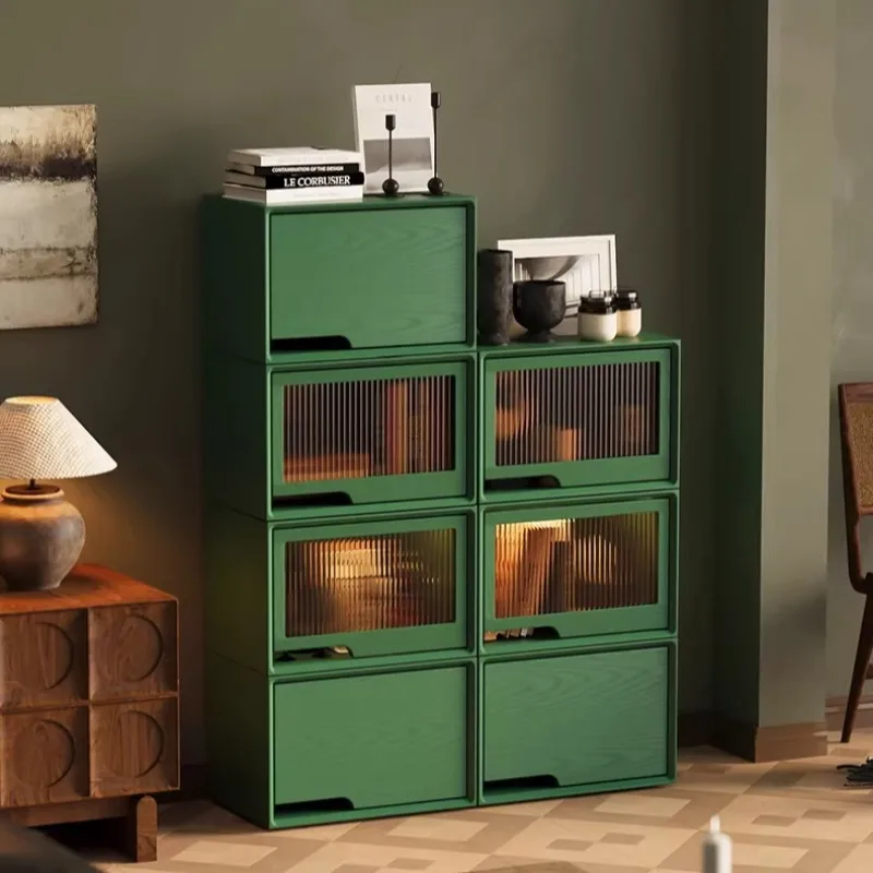 

Шкаф для хранения из массива дерева с откидной крышкой, витрина с полками, многофункциональный буфет для домашней мебели, органайзер