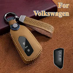 Leather Car Key Cover For VW Volkswagen Golf 8 MK8 ID.3/4 Cupra Skoda Octavia A8 SEAT Leon MK4 2020 2021 Formentor Tarraco