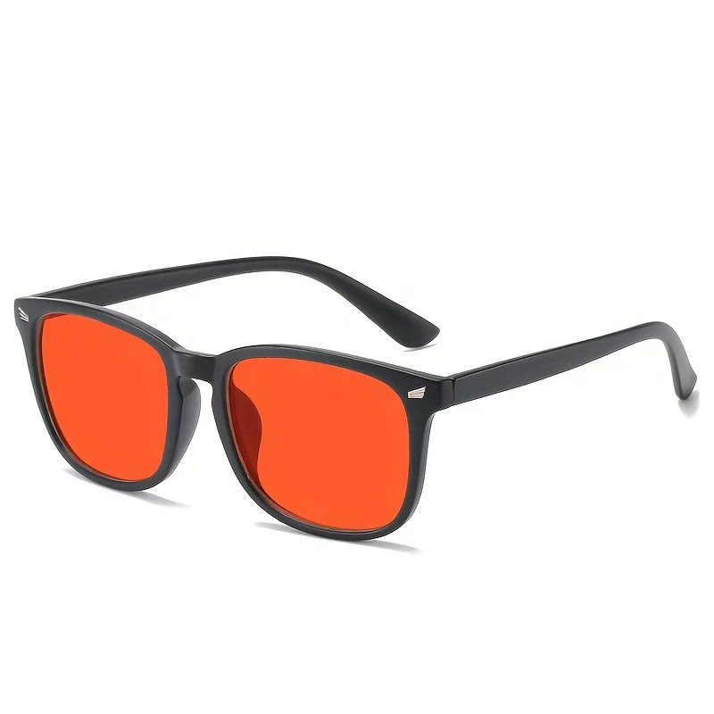 Classic Red Lens Blue Light Blocking Glasses Square Men Better Sleep Anti Filter Men Orange Women Eyeglasses image 5