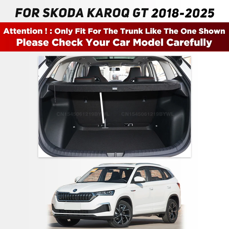 For Skoda Karoq GT 2018-2025 24 23 22 21 20 19 3D Car Trunk Mat Cargo Liner Carpet Interior Accessories Cover