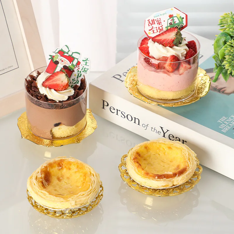 12pcs Plating Gold Small Tray Festive Dim Sum Small Cake Party Gifts Wedding Table Decoration Plate Birthday Party Decorations