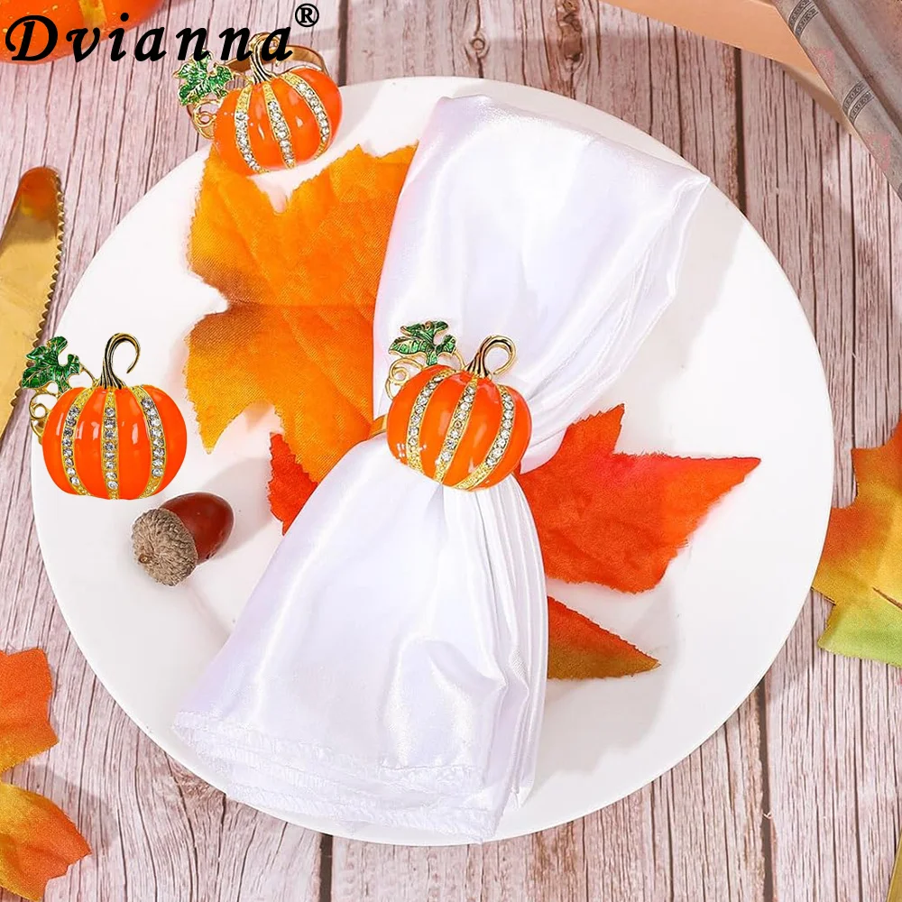 

6Pcs Pumpkin Napkin Rings Fall Napkin Rings Holder for Dinner Wedding Holiday Christmas Thanksgiving Party Table Decor HWH102