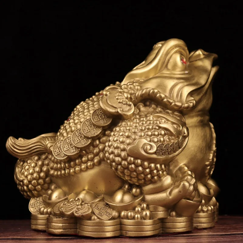 Brass Golden Ornament, Money-Toad Figurine for Home Living Room, Store, Table Decoration, Craft Gift