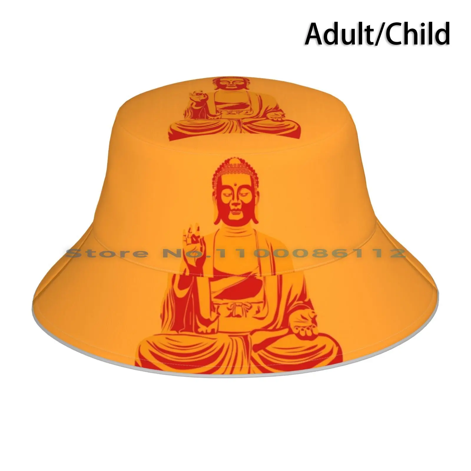 Saffron Buddha. Bucket Hat Sun Cap Saffron Buddha Buddhist Buddhism Chakra Cosmic Cosmos Knowing Wisdom Saying Philosophy