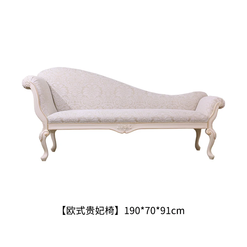 

*Light luxury concubine chair sofa European retro solid wood carving flower American recliner