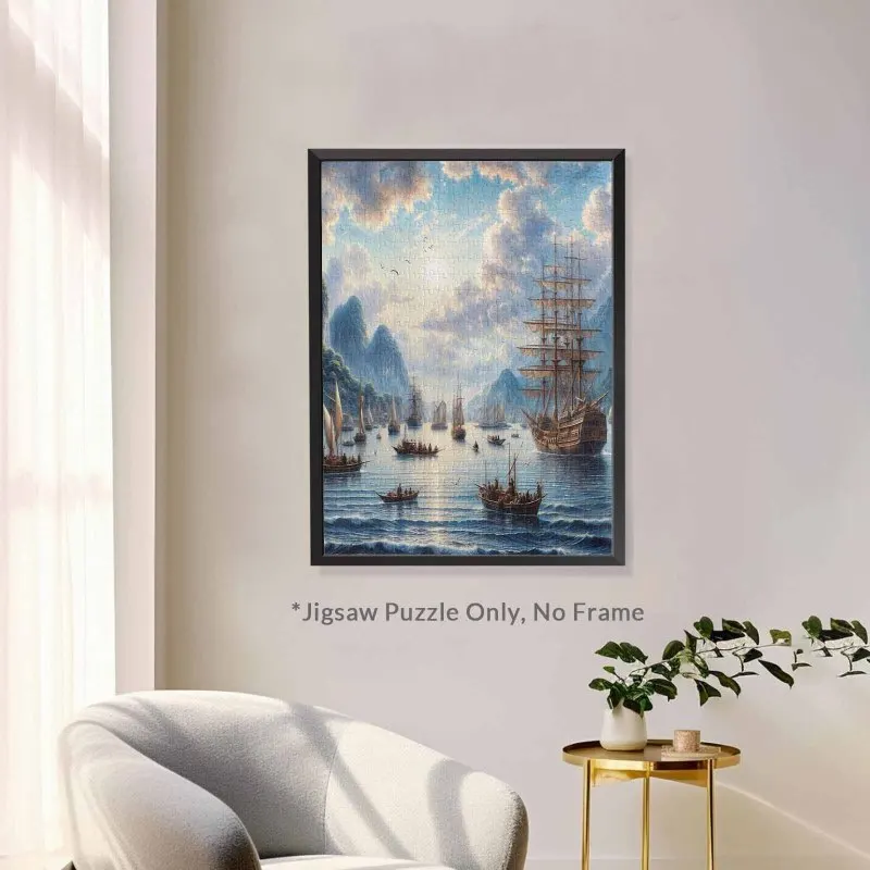 Legpuzzel van 500 stuks voor volwassenen - Zeilschepen, zeelandschap, klassieke maritieme puzzel