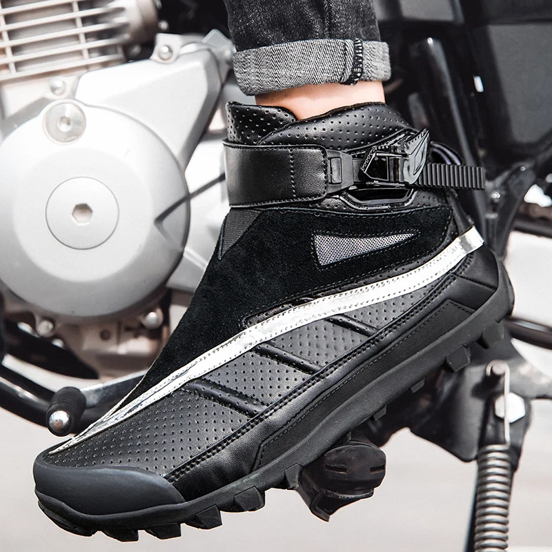 

Motorcycle protective riding boots high top men's fashion off-road high top four season breathable travel equipment cycling boot