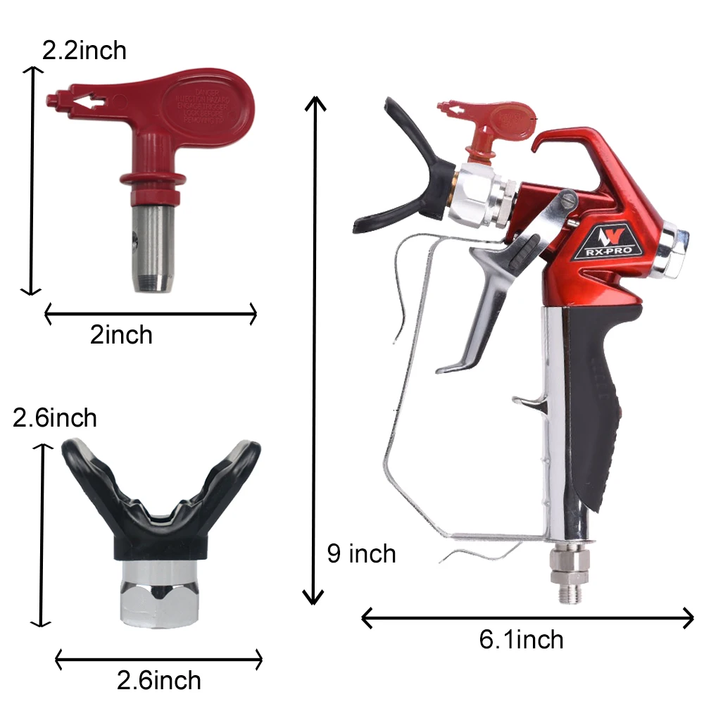 538020 pistol semprot cat tanpa udara, untuk Titan RX Pro seri merah tekanan tinggi dengan ujung 517 dan penjaga 0538020