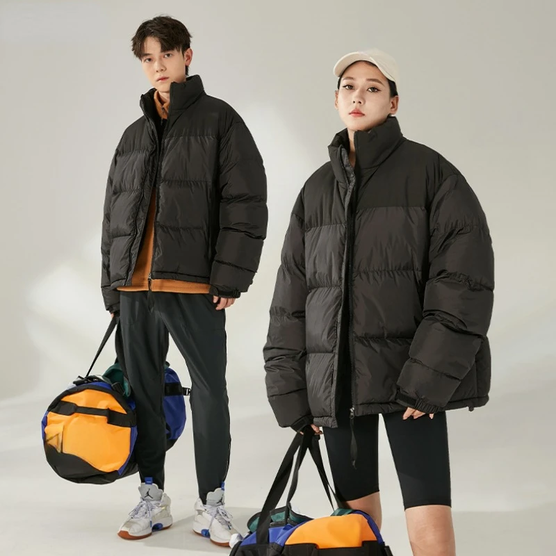 Classic Simple Solid Pure Color Winter Thick Warm Women Puffer Jacket Unisex Men High Streetwear Parkas Couple Coat Casual Chic