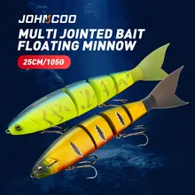 Johncoo 4 seções isca de pesca de natação articulada isca de pesca predadores isca 25cm 105g isca flutuante wobblers