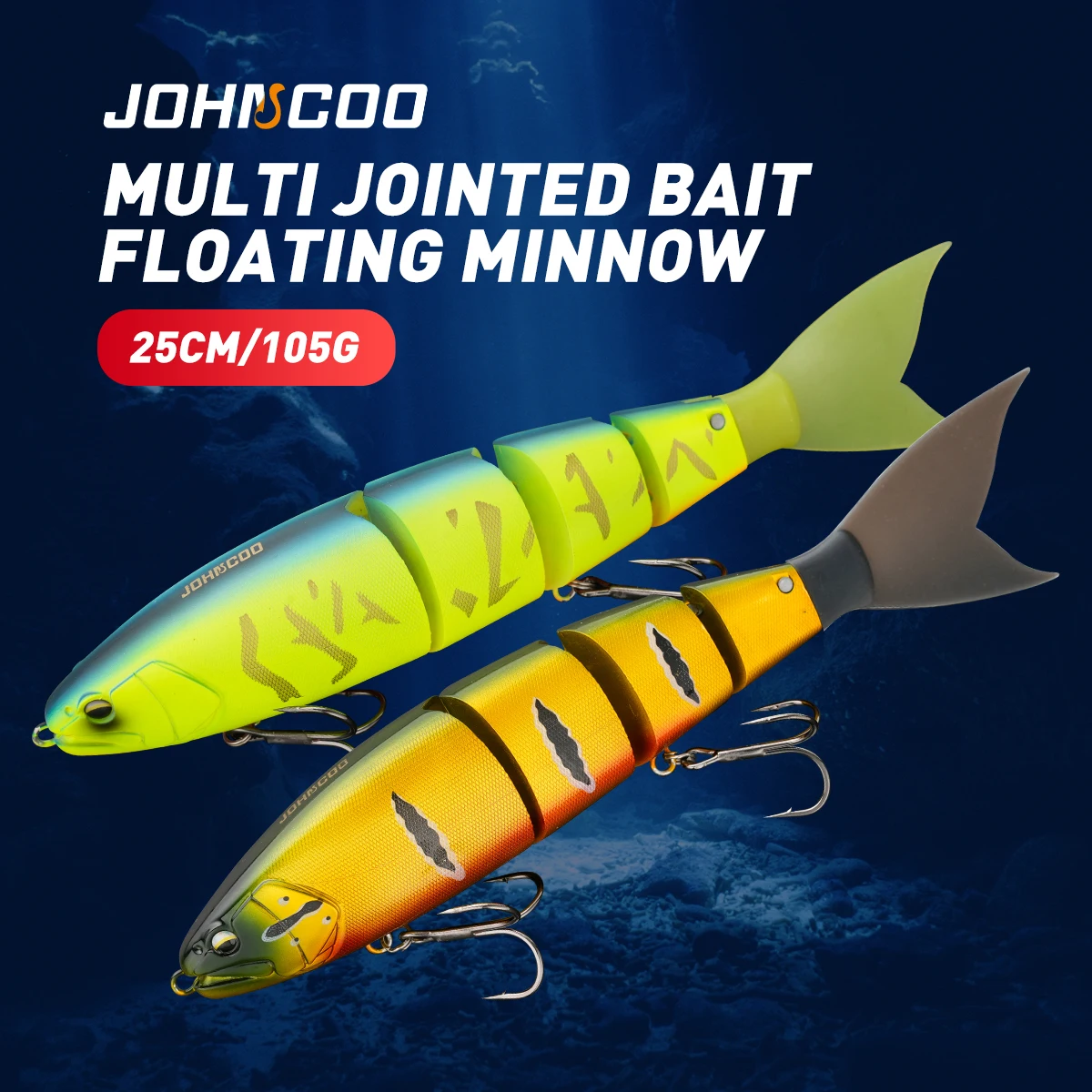 Johncoo 4 Sections Swimming Fishing Lure Jointed Fishing Lure Predators Bait 25cm 105g Floating Lure Wobblers