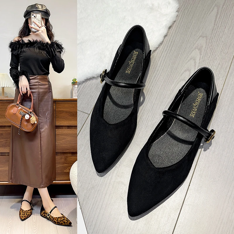 أحذية نسائية ليوبارد طباعة المرأة ماري جين أحذية 2025New مصمم نمط الفم الضحلة موضة مشبك حزام أحذية نسائية مسطحة #3