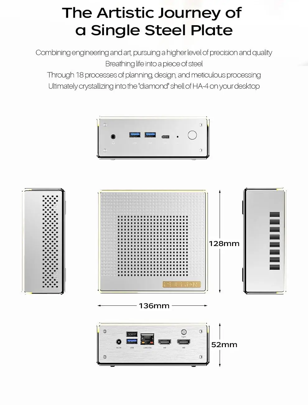 Aittact HA-4 AMD Ryzen 7 7840HS/Ryzen 7 7735HS Mini PC Windows 11 DDR5 Nvme SSD Desktop Gamer Computer