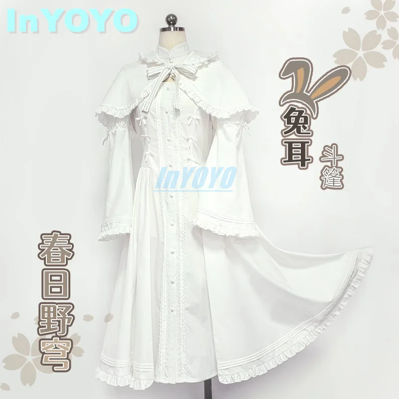 

InYOYO Yosuga No Sora Kasugano Sora Cosplay Costume White Lolita Dress Rabbit Ear Cloak Halloween Party Outfit Women XS-XL New