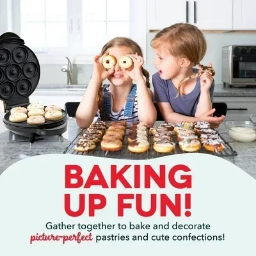 Treat Maker System with Waffle Bite, Mini Donut, & Mini Cupcake Plates Cream: Nonstick, 7 Cavities, 800W