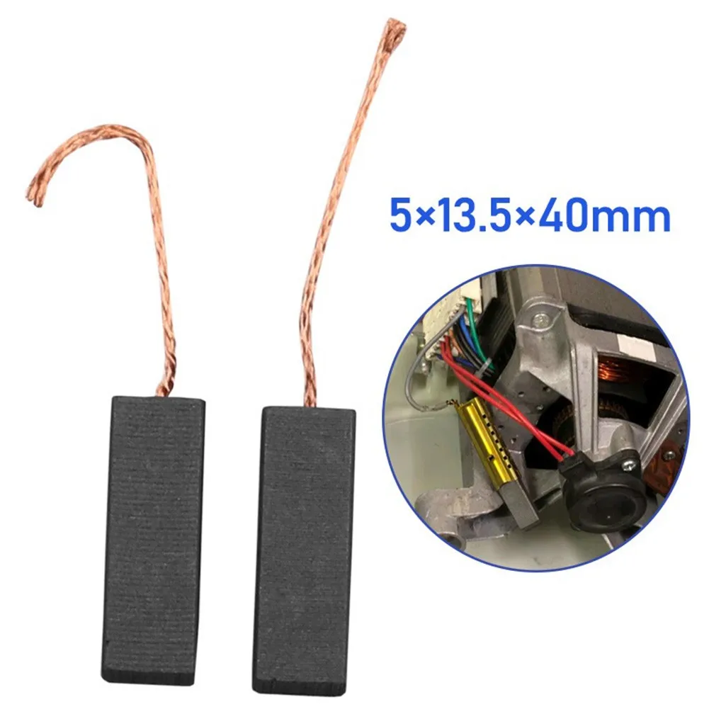 2pcs Motor Carbon Brushes for Washing Machine Compatibility with 5mm x 13.5mm x 40mm Brush Mount and 70mm Wire Extension