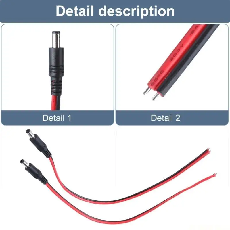 E56B 18AWG DC5.5x2.1 Power Cable Double Color 5521 Male Female Connectors Cord Wire