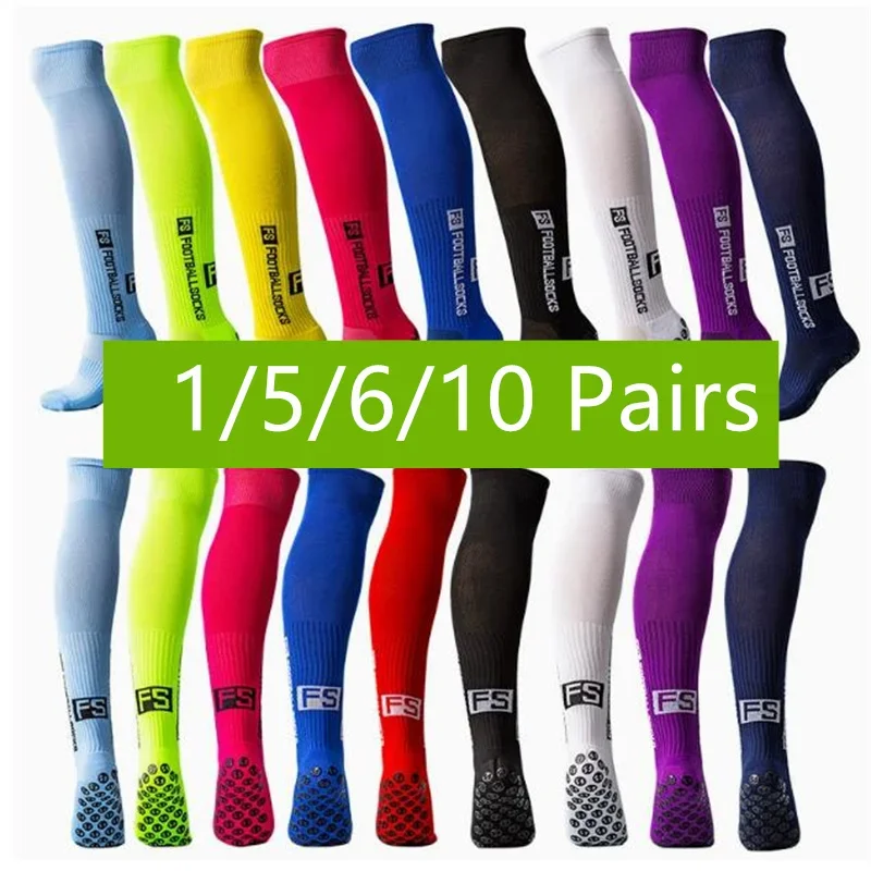 

1/5/6 пар новых длинных футбольных носков, силиконовые противоскользящие футбольные носки на присоске, спортивные мужские и женские бейсбольные носки для регби 2025