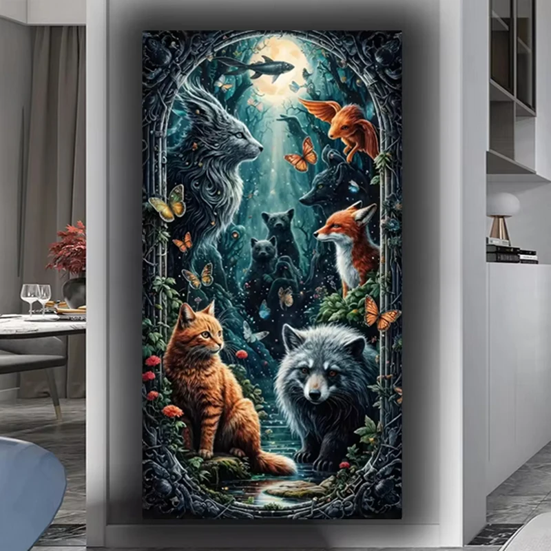 

5D DIY комплект алмазной живописи джунгли дикая природа лиса кошка енот ювелирные изделия вышивка крестиком Алмазная мозаика украшение дома