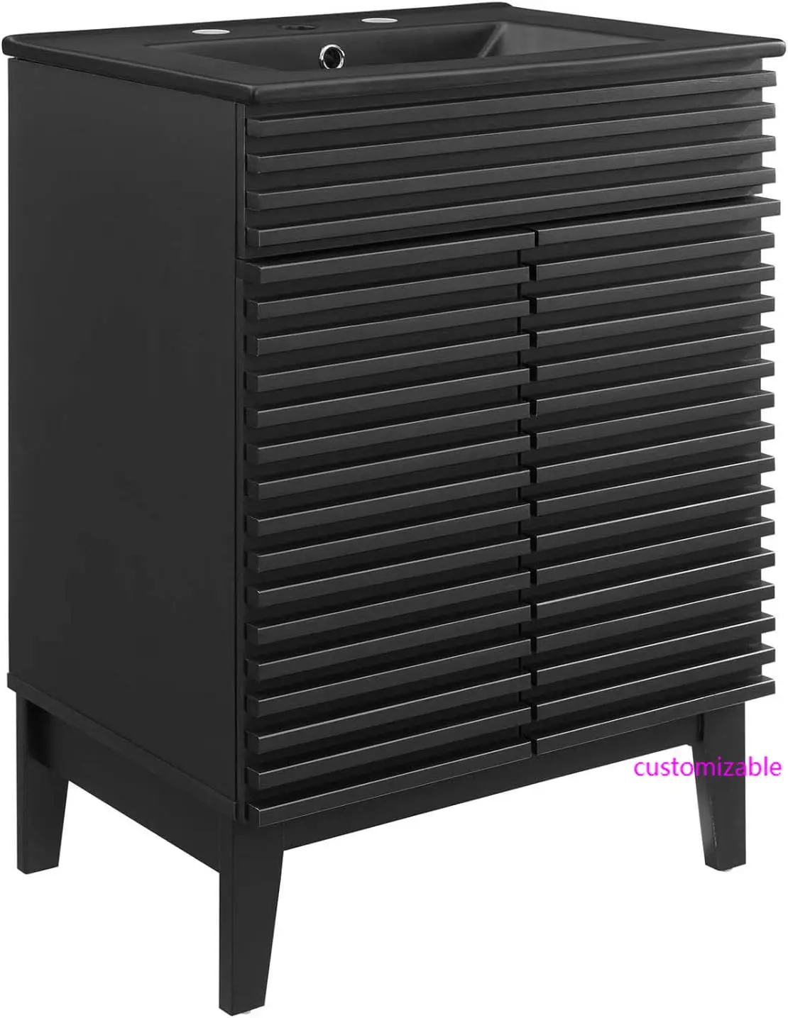 

Render 24" Bathroom Vanity with Sink in Black Black