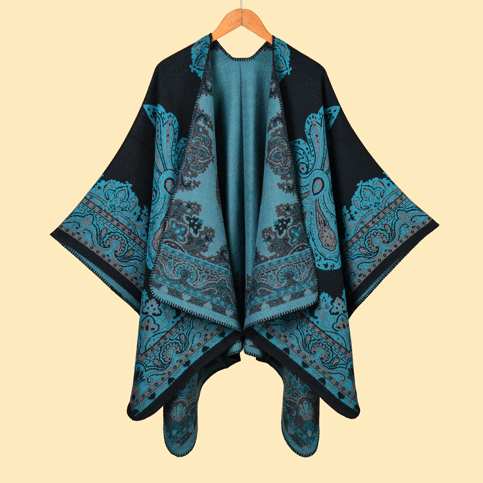 

Women's Poncho Thicker New Dual-Use Scarf and Cape Nationality-Style Travel Cape for Cold Weather Photography Cloak