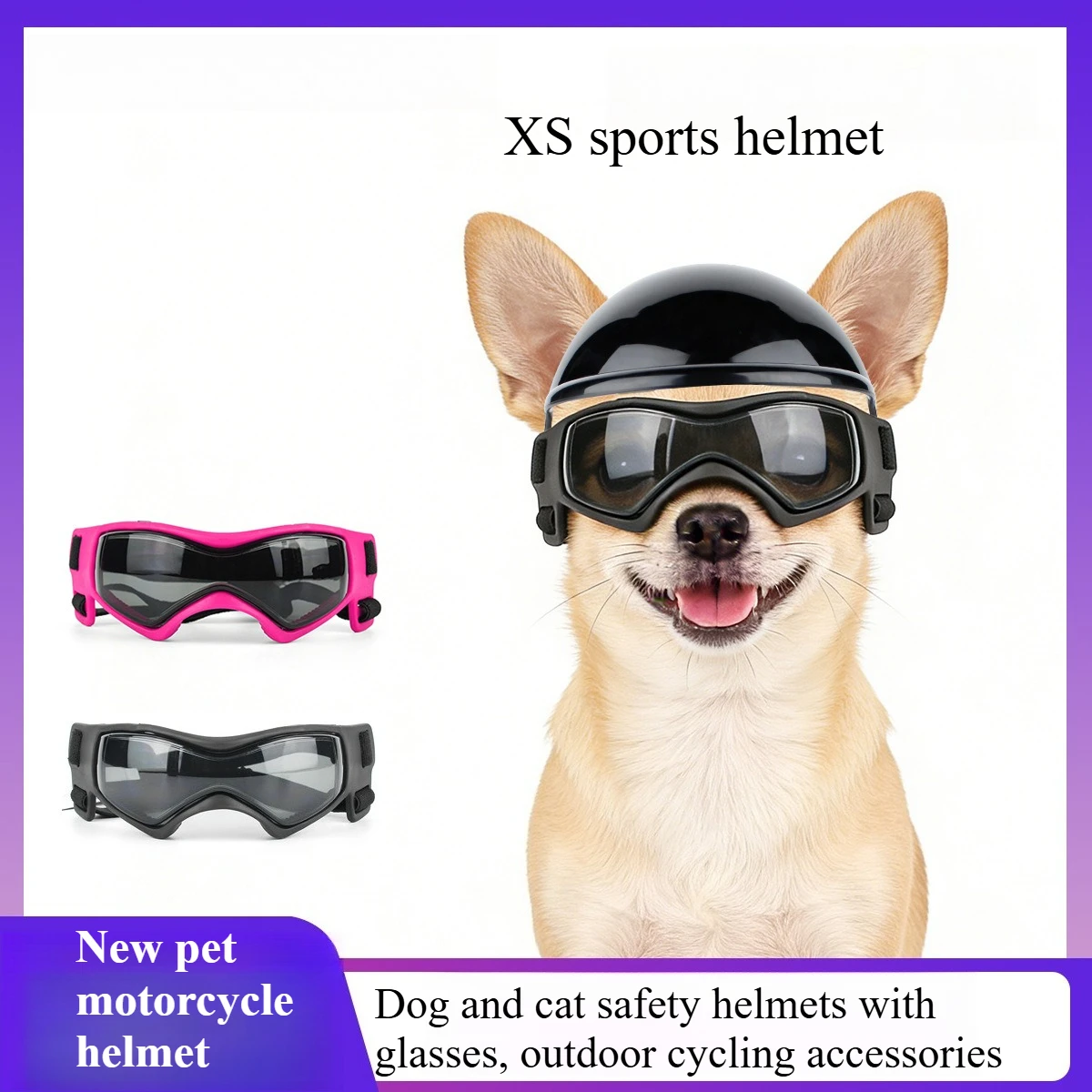 

New Pet Motorcycle Helmet Dogs Cats Safety Helmet with Glasses Outdoor Riding Accessories Adjustable Straps CAT dog supplies