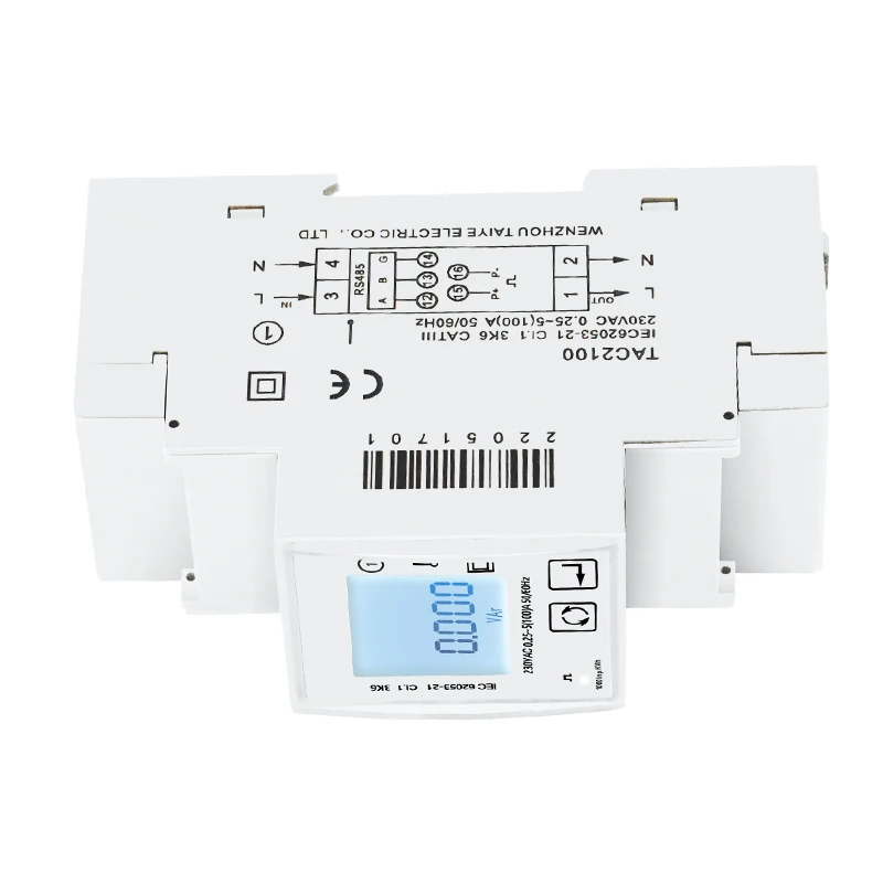 100A Multifunctional Single-Phase Energy Meter 230V With RS485 MODBUS Pulse Output 1000imp/Kwh For Solar PV Energy Meter SCADA