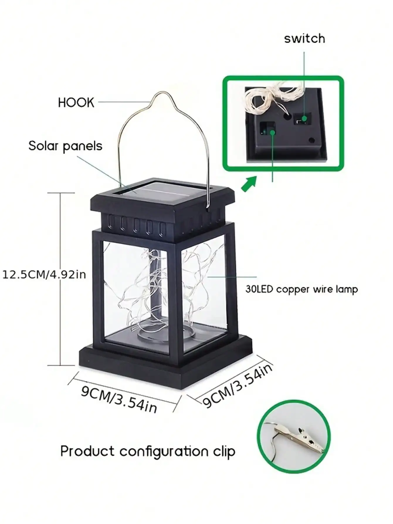 Linterna solar vintage Palace - Luz de regalo navideña al aire libre impermeable 30LED