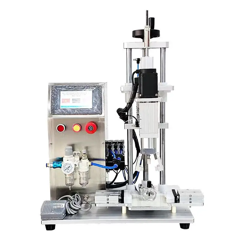 New Semi Automatic Upgrade  Pneumatic Bottle Locking Machine Milk Beverages Mineral Water Coffee  Spray Capping Machine