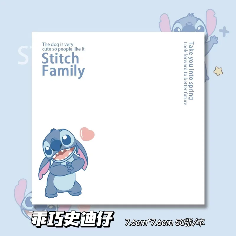 50 pcs Disney Cute Stitch Series Sticky Note Paper Student Message Sticker Cartoon Memo Pad Scrapbooking School Label Stationery