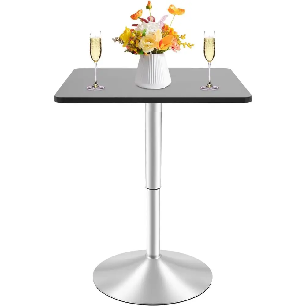 

Square Bar Stool Pub Bar Table 360° Rotating Bar Cocktail Table with Adjustable Height 27.6-35.4" Table StainlSteel Metal Base