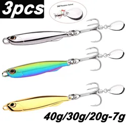 3PC Fishing Lure Metal Cast Jig Rotating Spoon 40g30g20g Shore Casting Jigging Fish Sea Bass Fishing Lure Artificial Bait Tackle