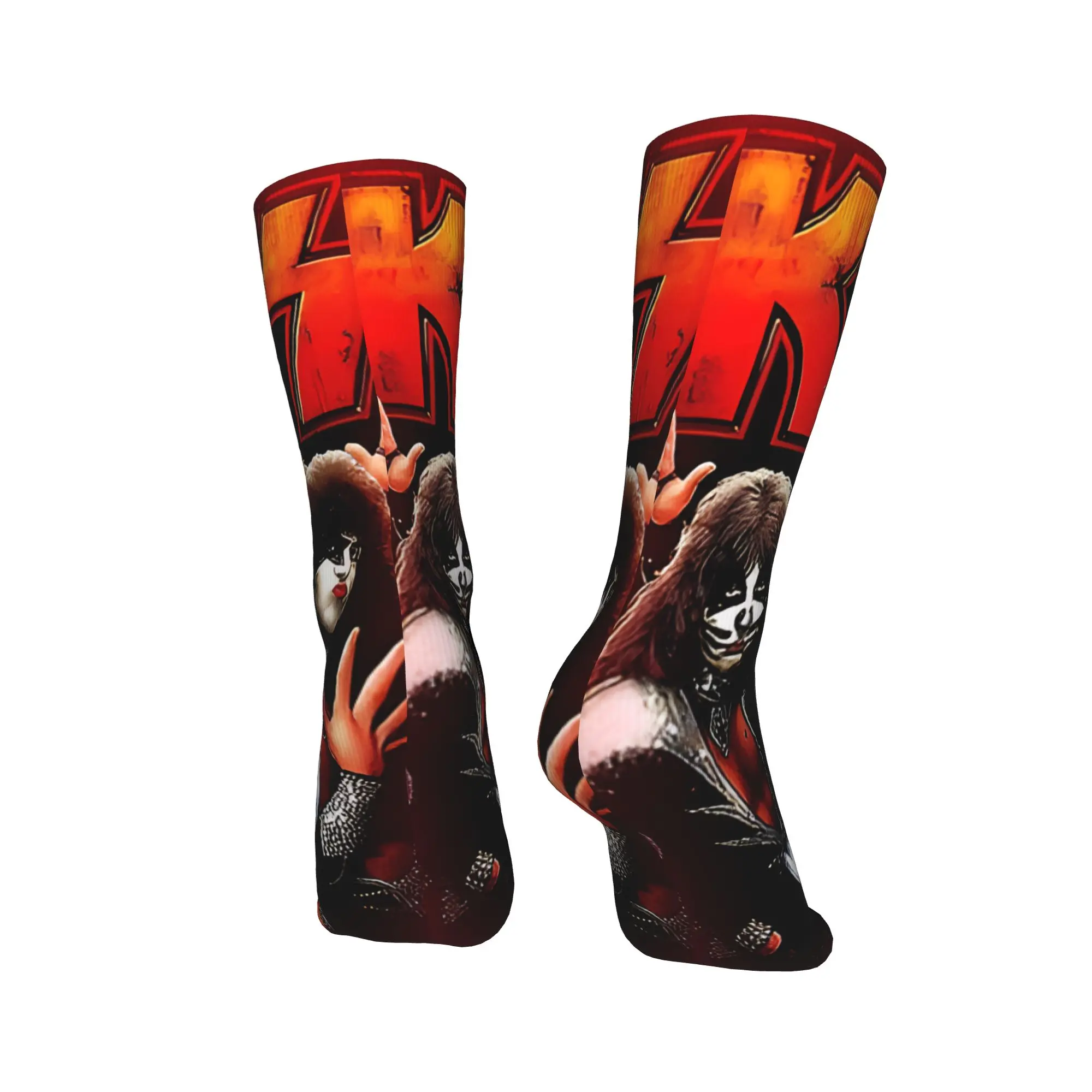 ถุงเท้ากันลื่นลายวง Kiss Metal สำหรับผู้ชาย ใส่สบาย เหมาะกับกิจกรรมกลางแจ้ง ถุงเท้าลำลองลายพิมพ์สำหรับฤดูใบไม้ร่วง