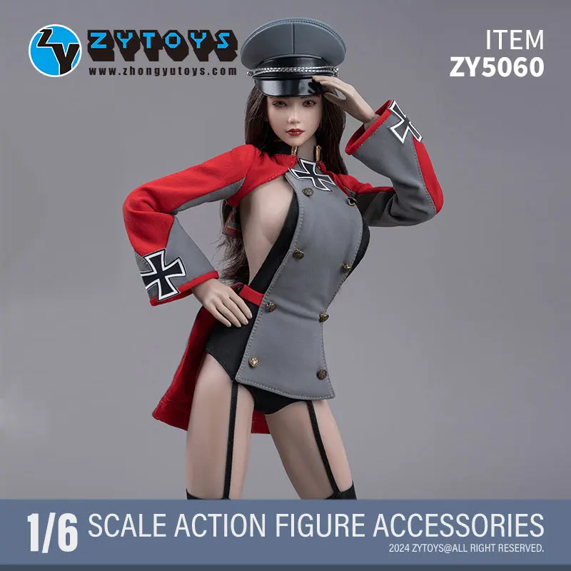 ZYTOYS ZY5060 1/6 مقياس نسخة الإناث قائد عسكري معطف نحيف الرسن بذلة ضيقة مع قبعة جيش لشخصيات العمل 12 "