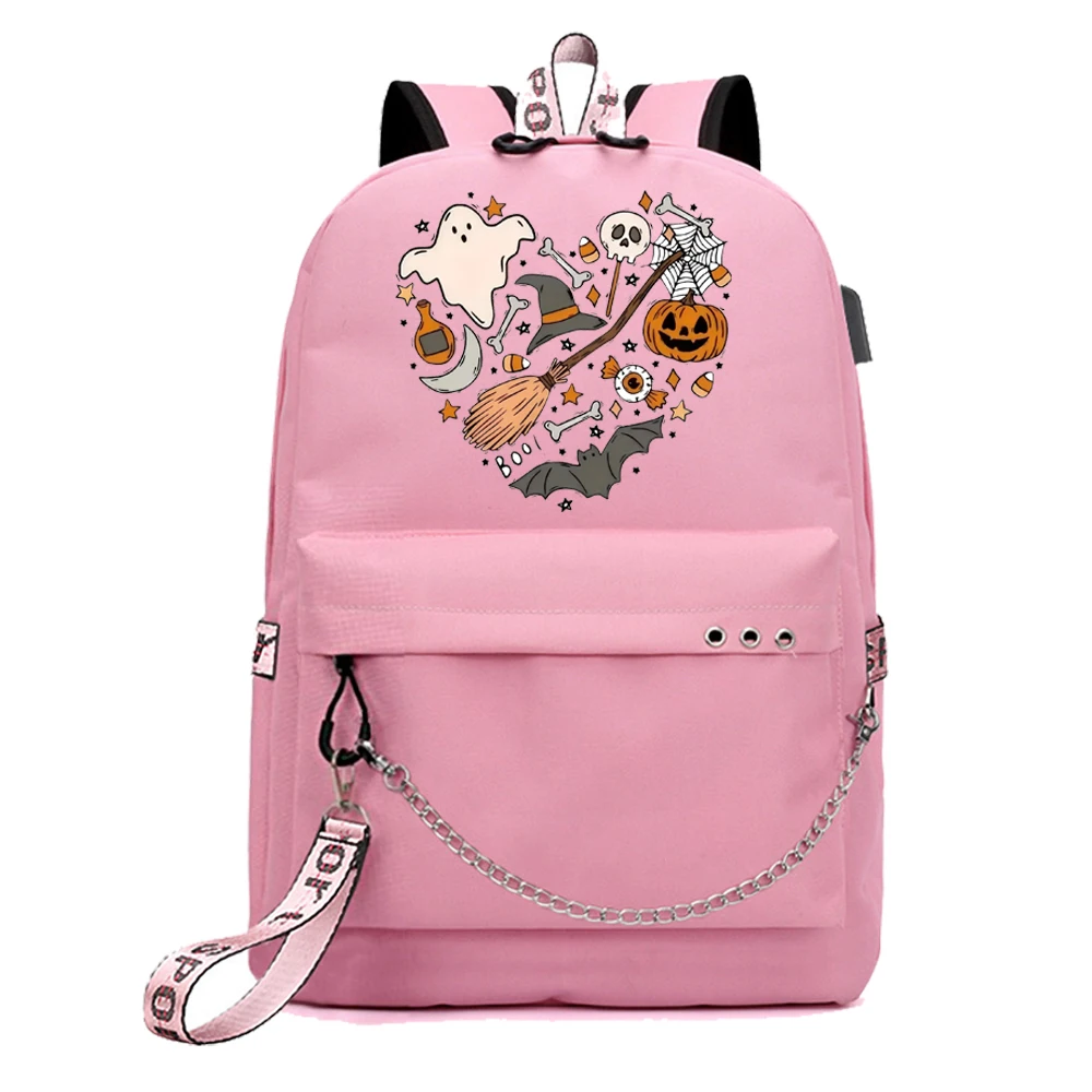 

Halloween Doodles Backpack Student Women Cute Vintage Backpacks Casual Sport School Bag