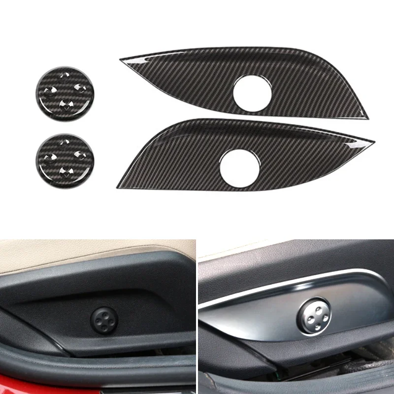 

For Mercedes Benz E C GLC GLS Class W212 W205 2pcs Car Carbon Fiber Texture Interior Seat Adjust Panel Switch Button Cover Trim