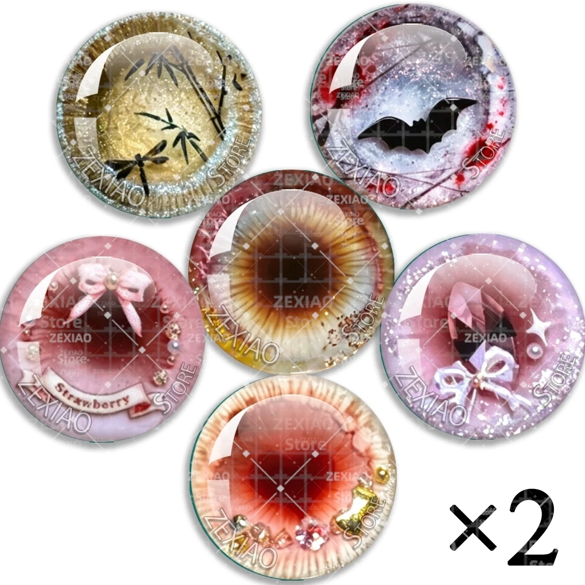 Vintage Gothic Sweet Mixed Print Glass Eye10MM‑40MM For Blythe BJD Doll Eyes Chips Handcraft Decoration Supplies Accessories