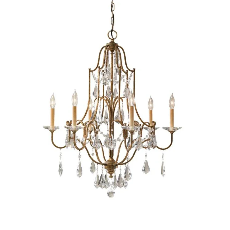 

Retro Gold Crystal Chandelier Light Luxury Hanging Light Fixtures Suspension LED Lustres Home Lighting