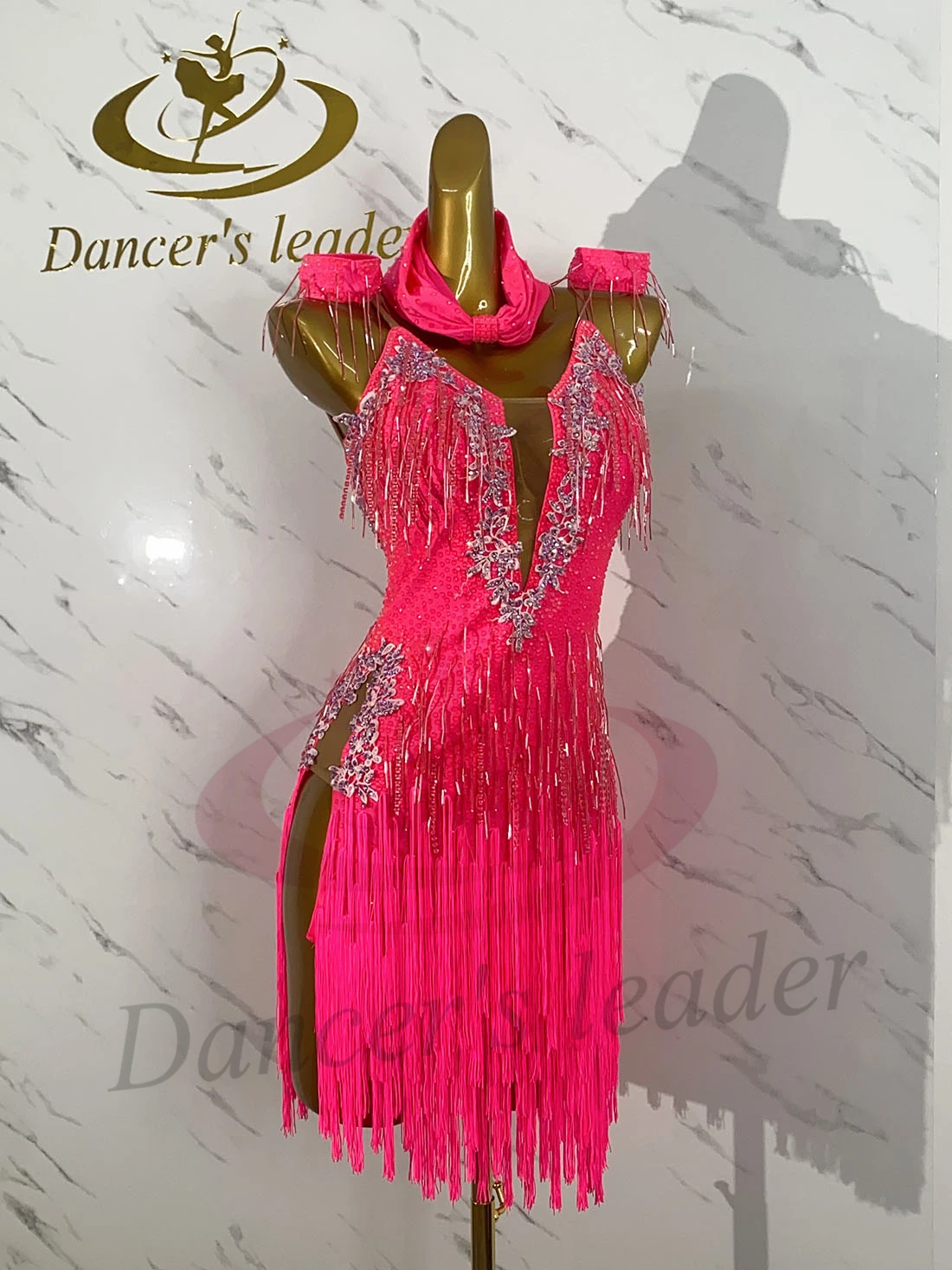 الرقص اللاتيني AB Stone أنثى الكبار الأطفال الراقية مخصص الماس بار شرابة حزام أسود بركة السامبا أداء اللباس