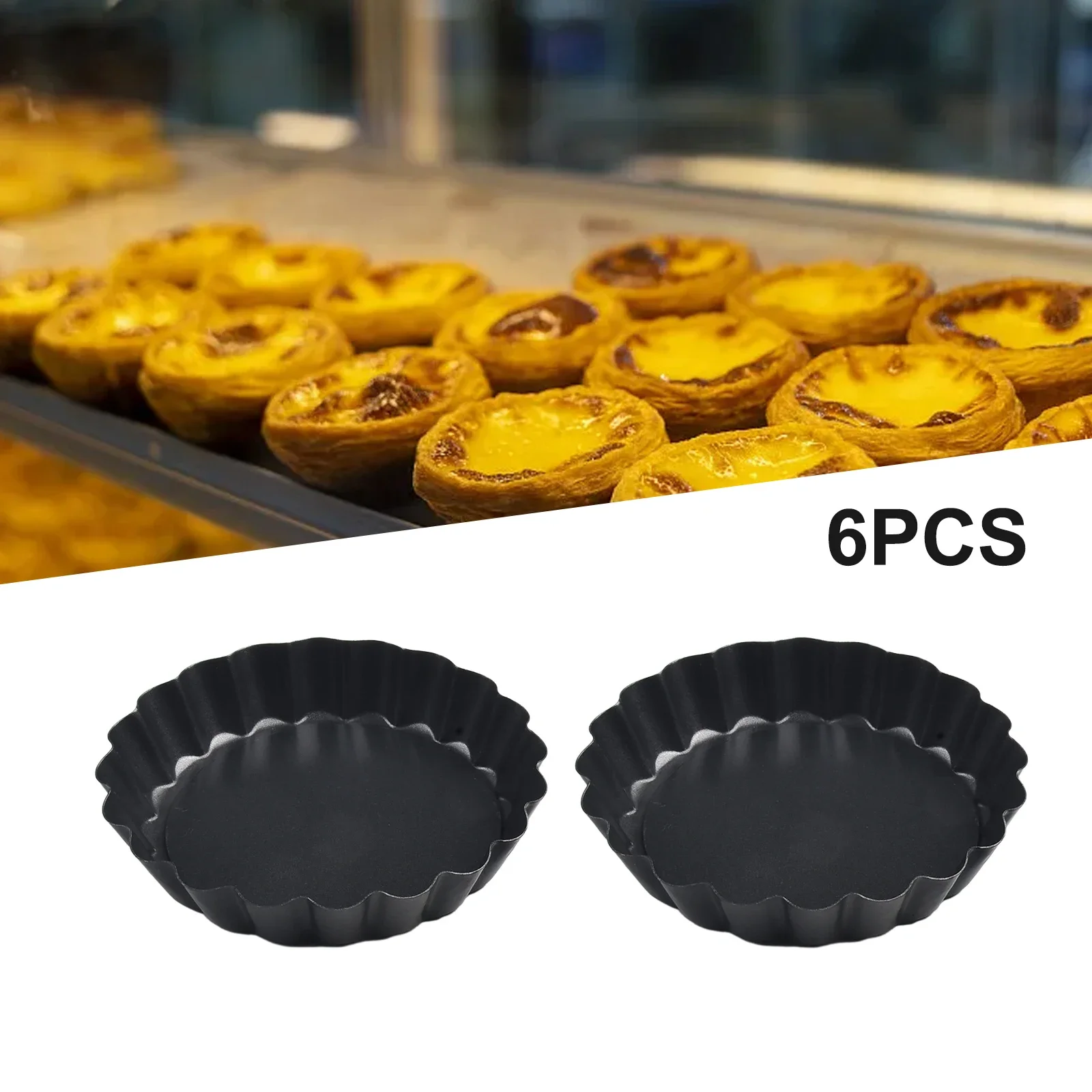 

Brand New Non-Stick Tart Pan Cases Pizza Quiche Pans Removable Set Set Of 6 Tart Tins Wear-resistant Accessories