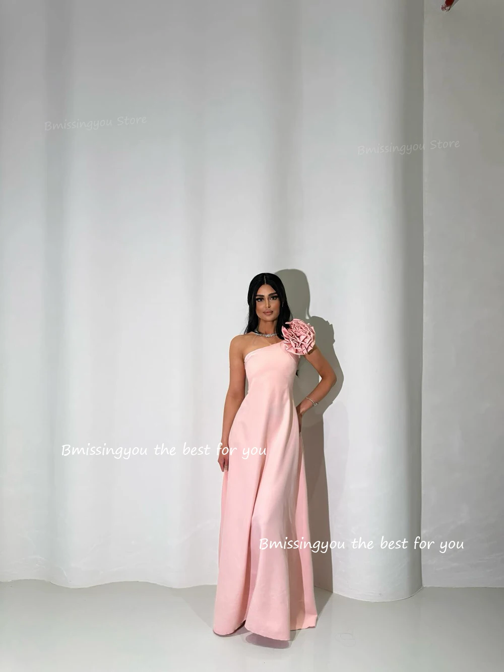 Dubai Arabic Formal Evening Dresses One Shoulder Prom Party Dress with Flower Mermaid Wedding Party Attire Customized